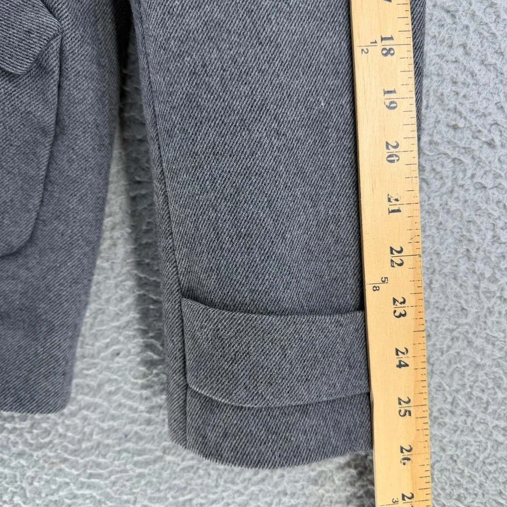 Lacoste Women Gray Double Breasted Pea Coat Jacket Size 40 Wool Blend Bib Collar